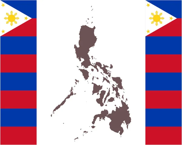 Χάρτης των Φιλιππίνων σε φόντο με σημαία — Διανυσματικό Αρχείο