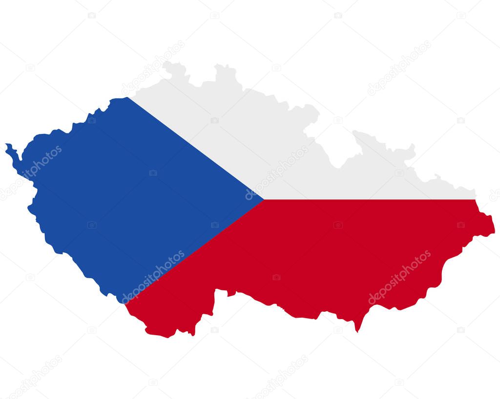 Flag in map of the Czech Republic