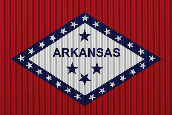 Flag of Arkansas on corrugated iron — 스톡 사진