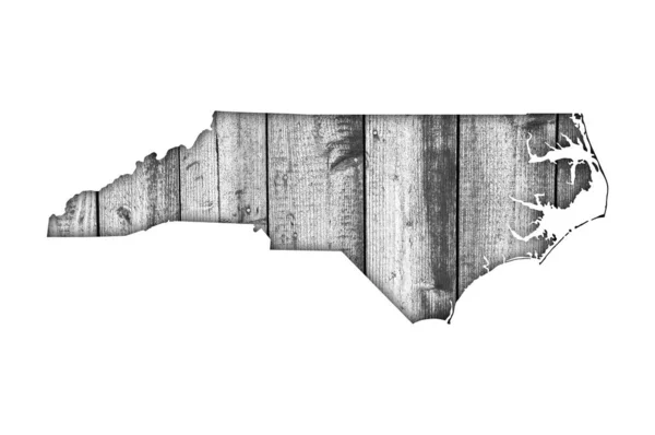 Map of North Carolina on weathered wood — 스톡 사진