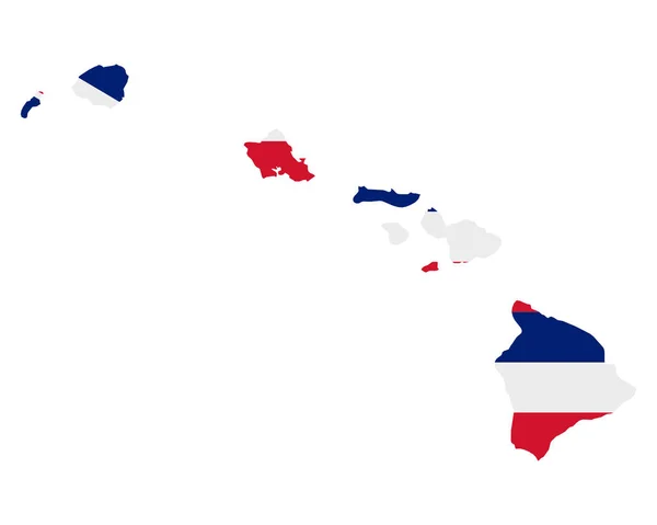 Drapeau dans la carte de Hawaï — Image vectorielle