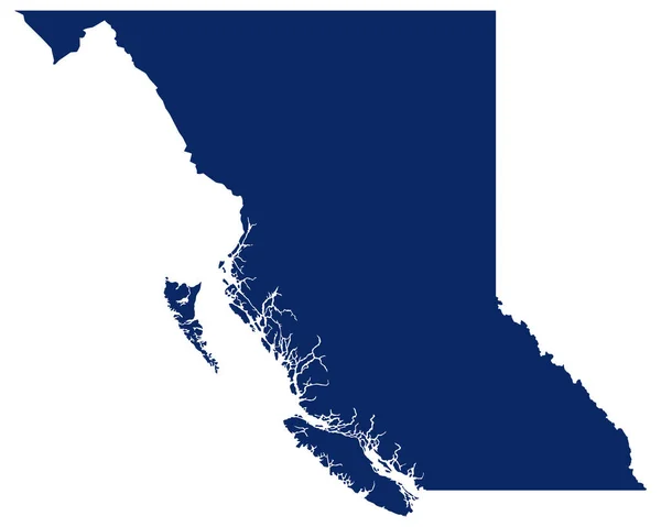 Mappa della Columbia Britannica in colore blu — Vettoriale Stock