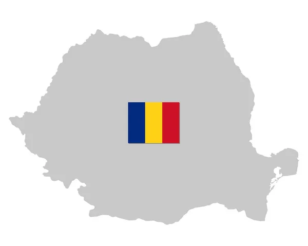 Σημαία και χάρτη της Ρουμανίας — Διανυσματικό Αρχείο