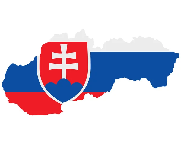 斯洛伐克地图上的国旗 — 图库矢量图片