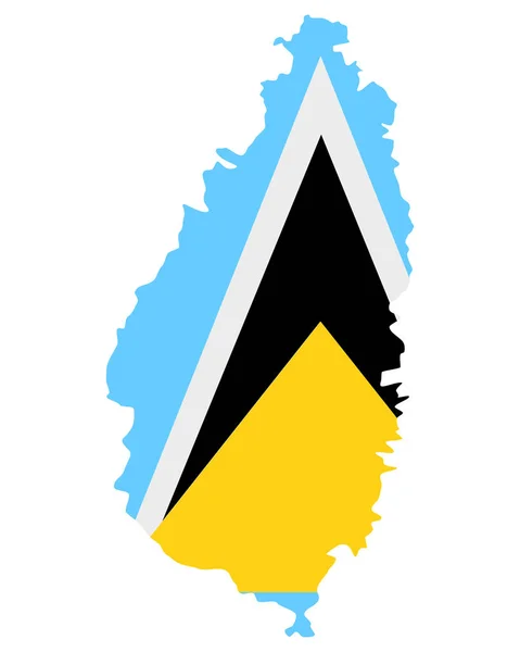 St. Lucia haritasında bayrak — Stok Vektör