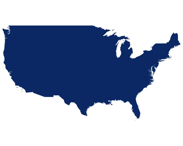 Mappa degli Stati Uniti in colore blu — Vettoriale Stock