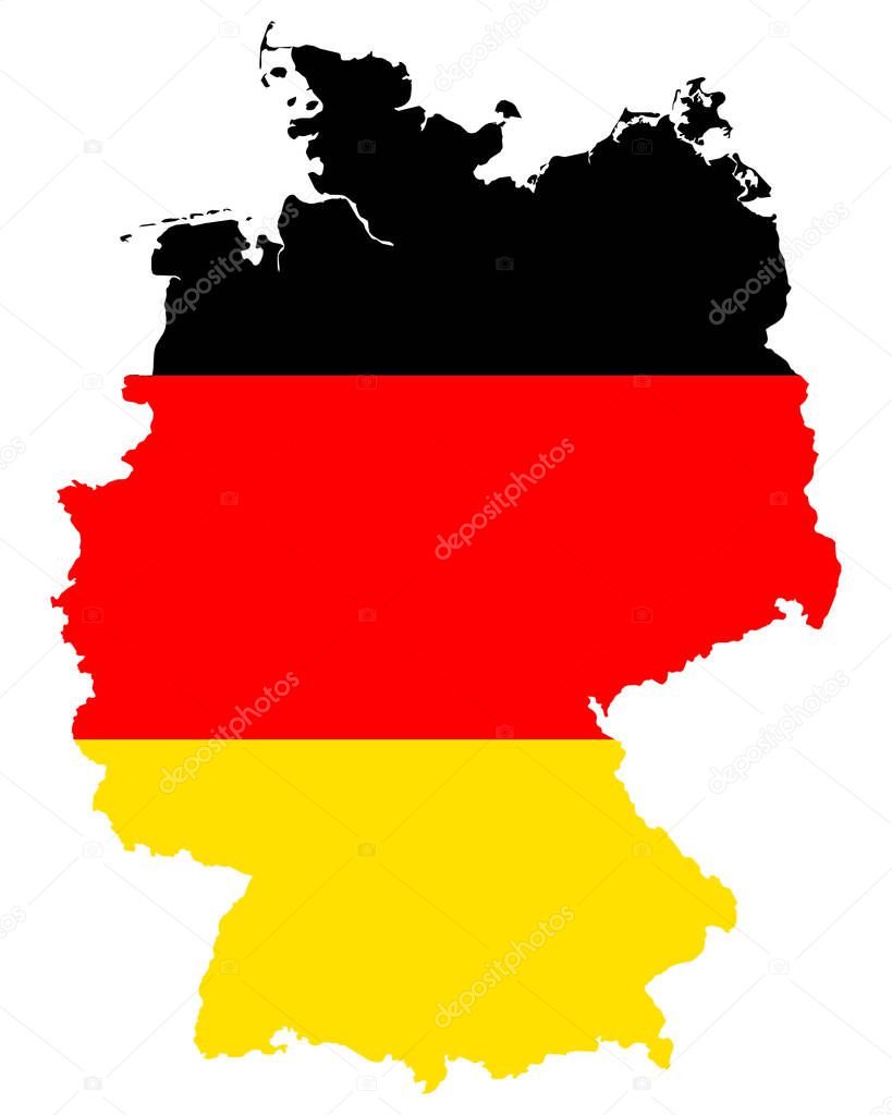 Flag in map of Germany