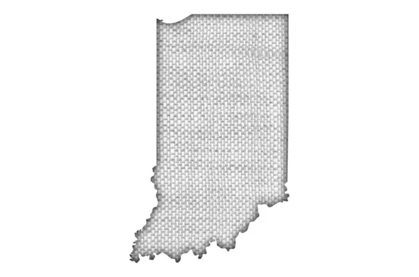 Indiana térképe a régi vásznon — Stock Fotó