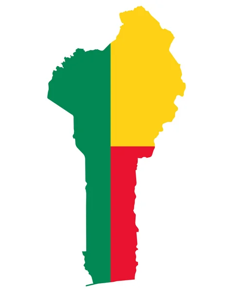 Bandera en el mapa de Benin — Vector de stock