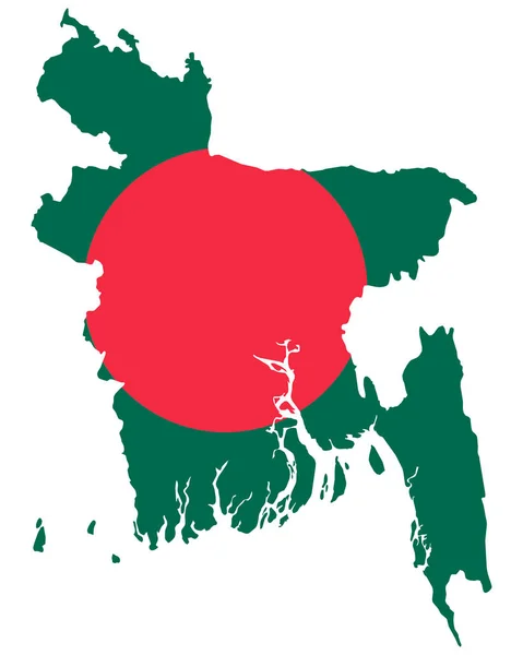 Σημαία στο χάρτη του Μπαγκλαντές — Διανυσματικό Αρχείο