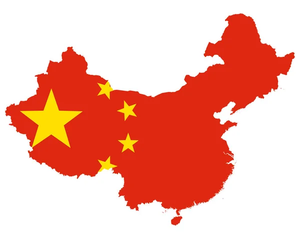 Bandera en el mapa de China — Vector de stock