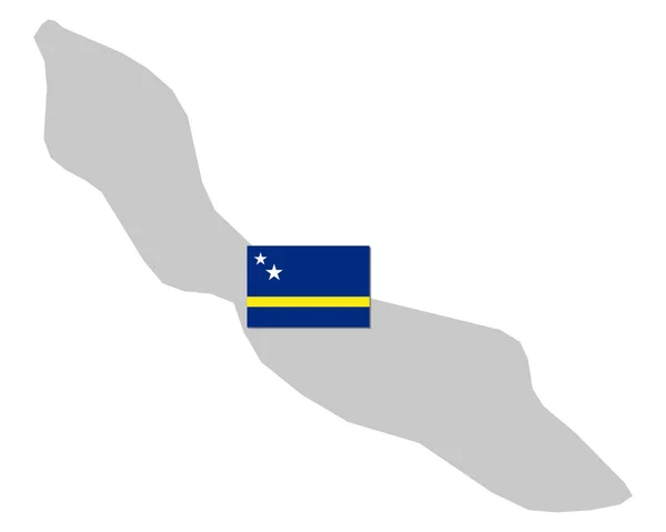 Bendera dan peta Curacao - Stok Vektor