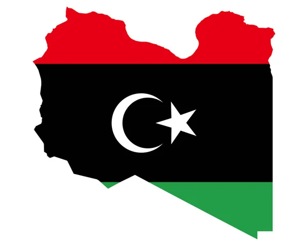 Bandera en el mapa de Libia — Archivo Imágenes Vectoriales