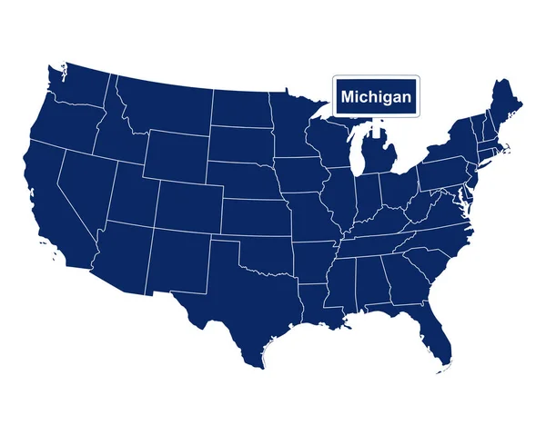 O estado de Michigan com sinal de estrada — Vetor de Stock