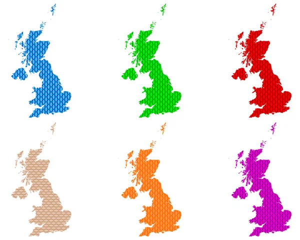 Mappe della Gran Bretagna a maglie grossolane — Vettoriale Stock