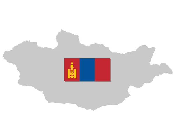 Drapeau et carte de Mongolie — Image vectorielle
