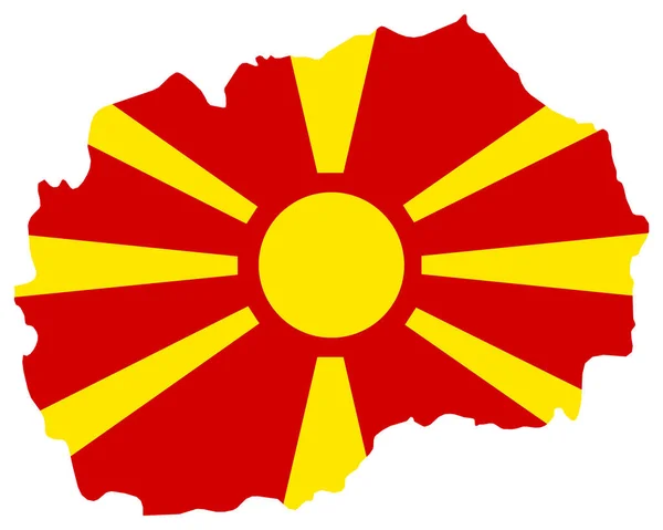 Bandeira no mapa de Macedônia do Norte —  Vetores de Stock