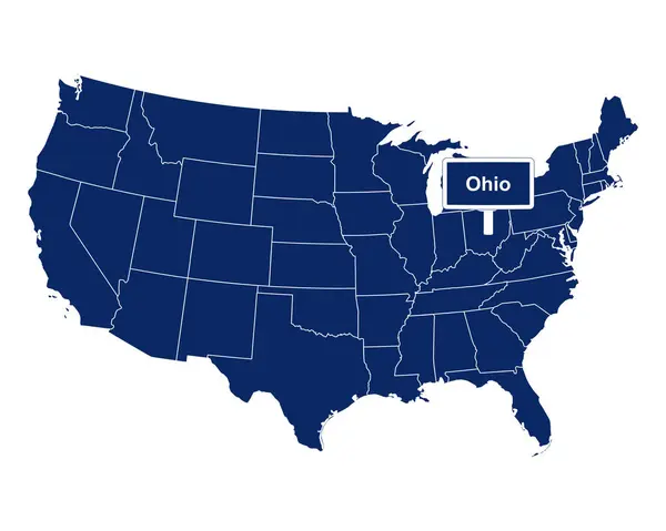 O estado de Ohio com sinal de estrada — Vetor de Stock