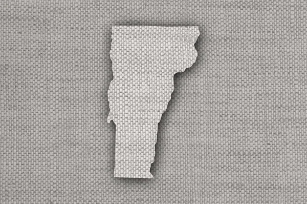 오래 된 아마포 위에 있는 버몬트 지도 — 스톡 사진