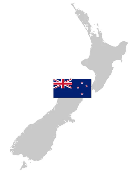 Bandera y mapa de Nueva Zelanda — Vector de stock