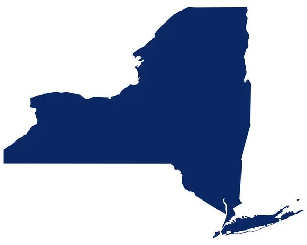 O mapa de Nova York na cor azul — Vetor de Stock