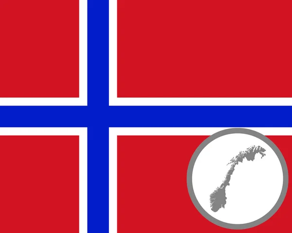 挪威国旗和地图 — 图库矢量图片