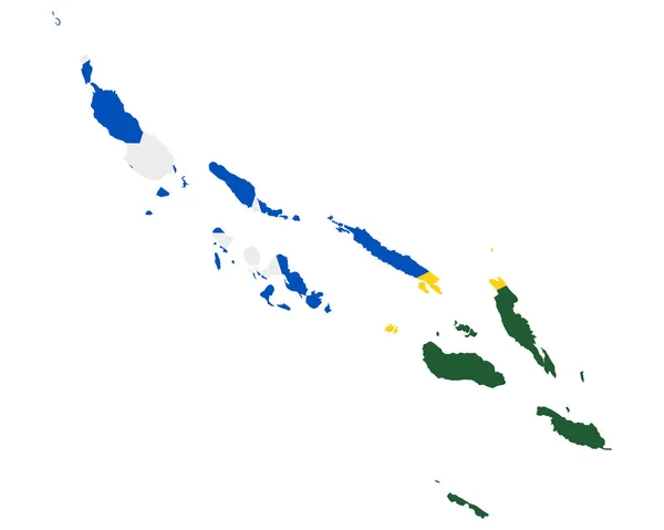 Bandera en el mapa de Islas Salomón — Archivo Imágenes Vectoriales