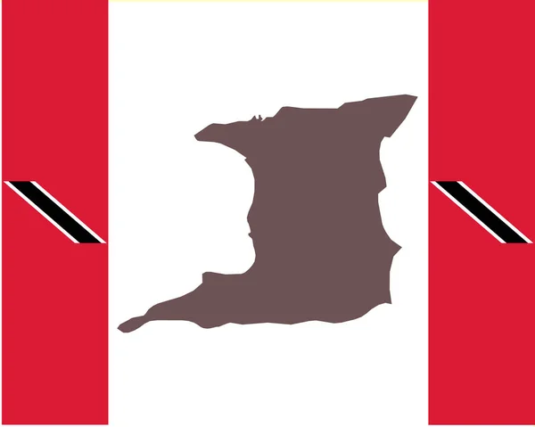 Mapa de Trinidad y Tobago en el fondo con la bandera — Vector de stock