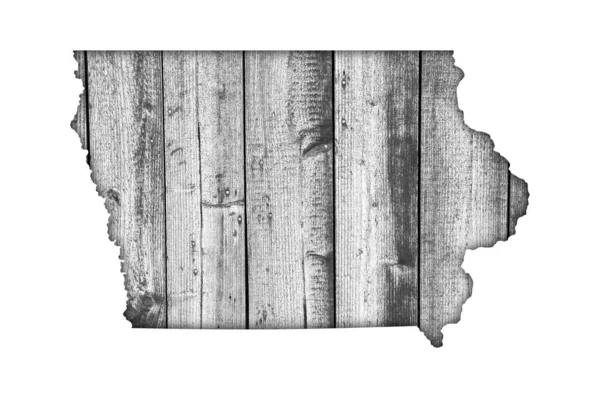 Carte de l'Iowa sur bois altéré — Photo