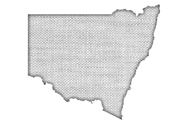 Kaart van Nieuw Zuid Wales op oud linnen — Stockfoto