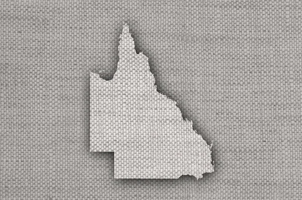 Карта Квінсленда на старому лляному полотні — стокове фото