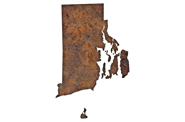 Rhode Island térképe rozsdás fémen — Stock Fotó