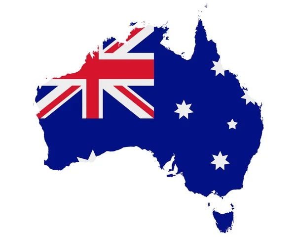 オーストラリアの地図で旗 — ストックベクタ