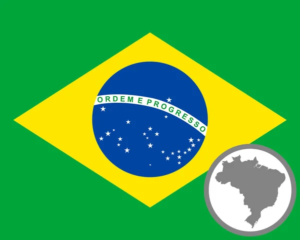 Bandeira e mapa de Brasil — Vetor de Stock