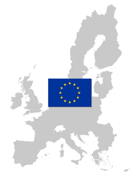 Flagge und Karte der Europäischen Union — Stockvektor