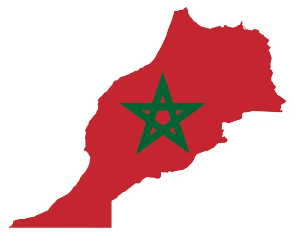 Flagge auf der Landkarte von Marokko — Stockvektor