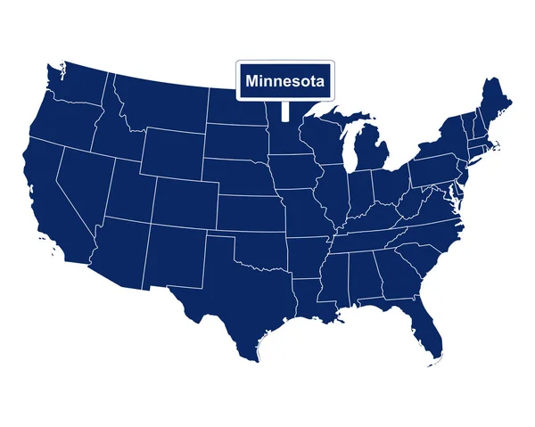 O estado de Minnesota com sinal de estrada — Vetor de Stock