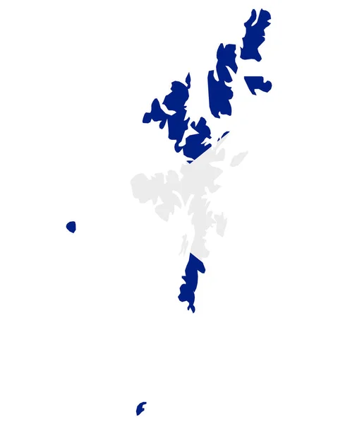 Zászló a Shetland-szigetek térképén — Stock Vector