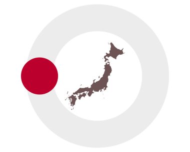 Japonya haritası arkaplanda bayrak ile