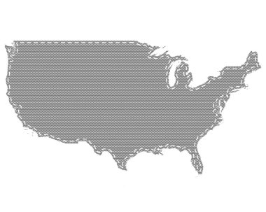 Kumaş üzerine dikişli Usa haritası.