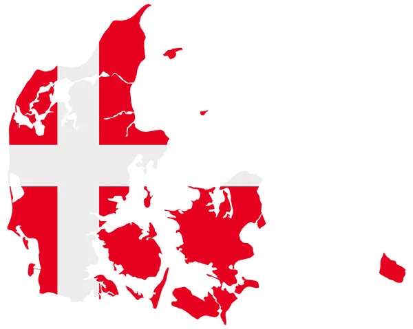 Vlajka Mapě Dánsko — Stockový vektor