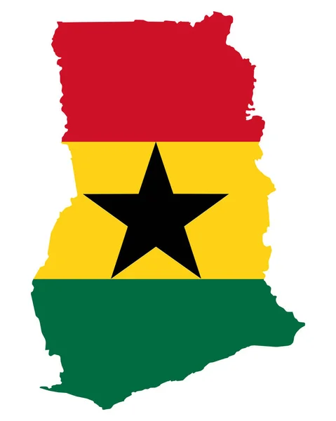 Vlag Kaart Van Ghana — Stockvector