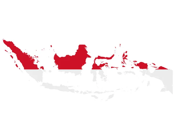 Σημαία Στο Χάρτη Της Ινδονησίας — Διανυσματικό Αρχείο