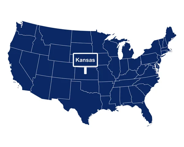 Staten Kansas Med Vägskylt — Stock vektor