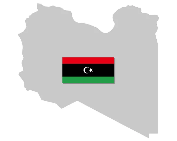 Flagga Och Karta Över Libyen — Stock vektor