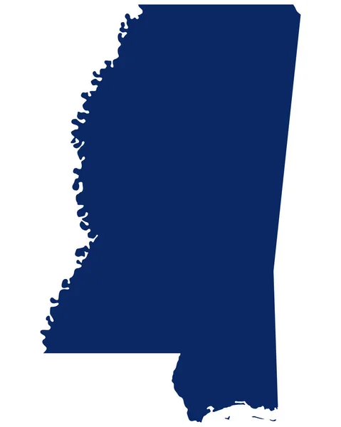 Mississippi Térképe Kék Színben — Stock Vector