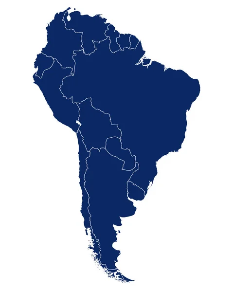 Карта Південної Америки Кордонами — стоковий вектор