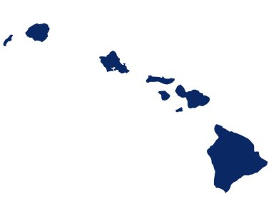 Hawaii haritası mavi renkte