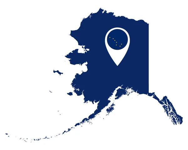 Bandera Alaska Pin Ubicación Mapa — Archivo Imágenes Vectoriales