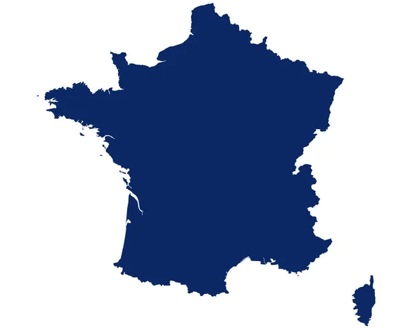 Mapa Francia Color Azul — Vector de stock